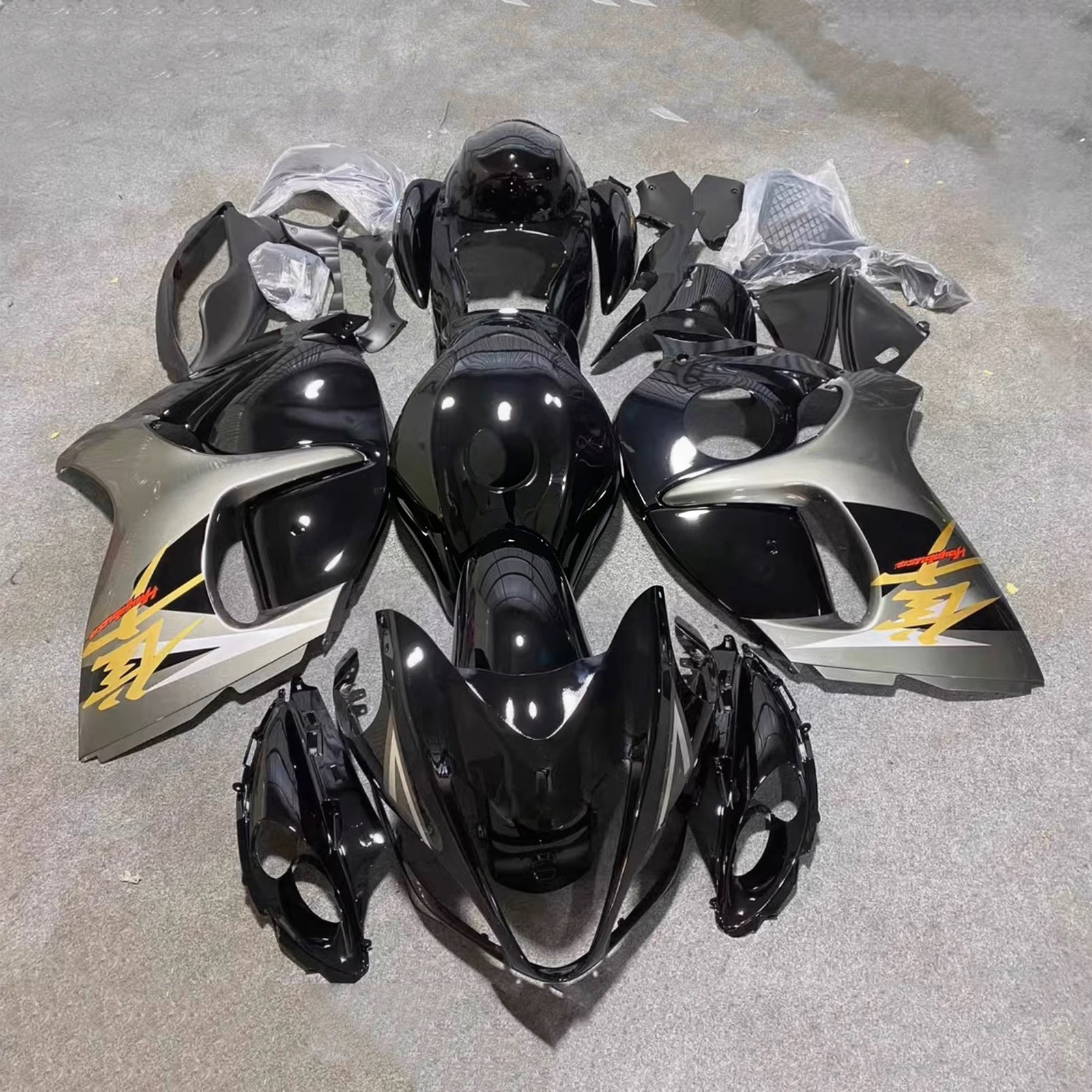 Amotopart 2008-2020 Suzuki Hayabusa GSX1300R sort/sølv kåbesæt