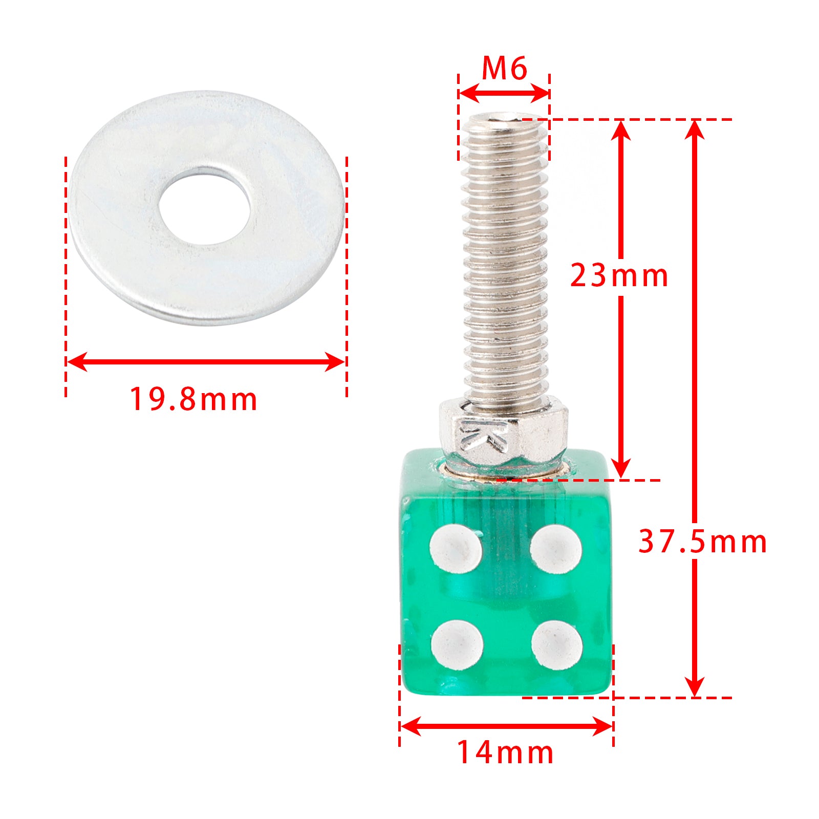 2x Motorcycle Bike Plastic Green Dice License Plate Bolt On Screw On Frame Nut