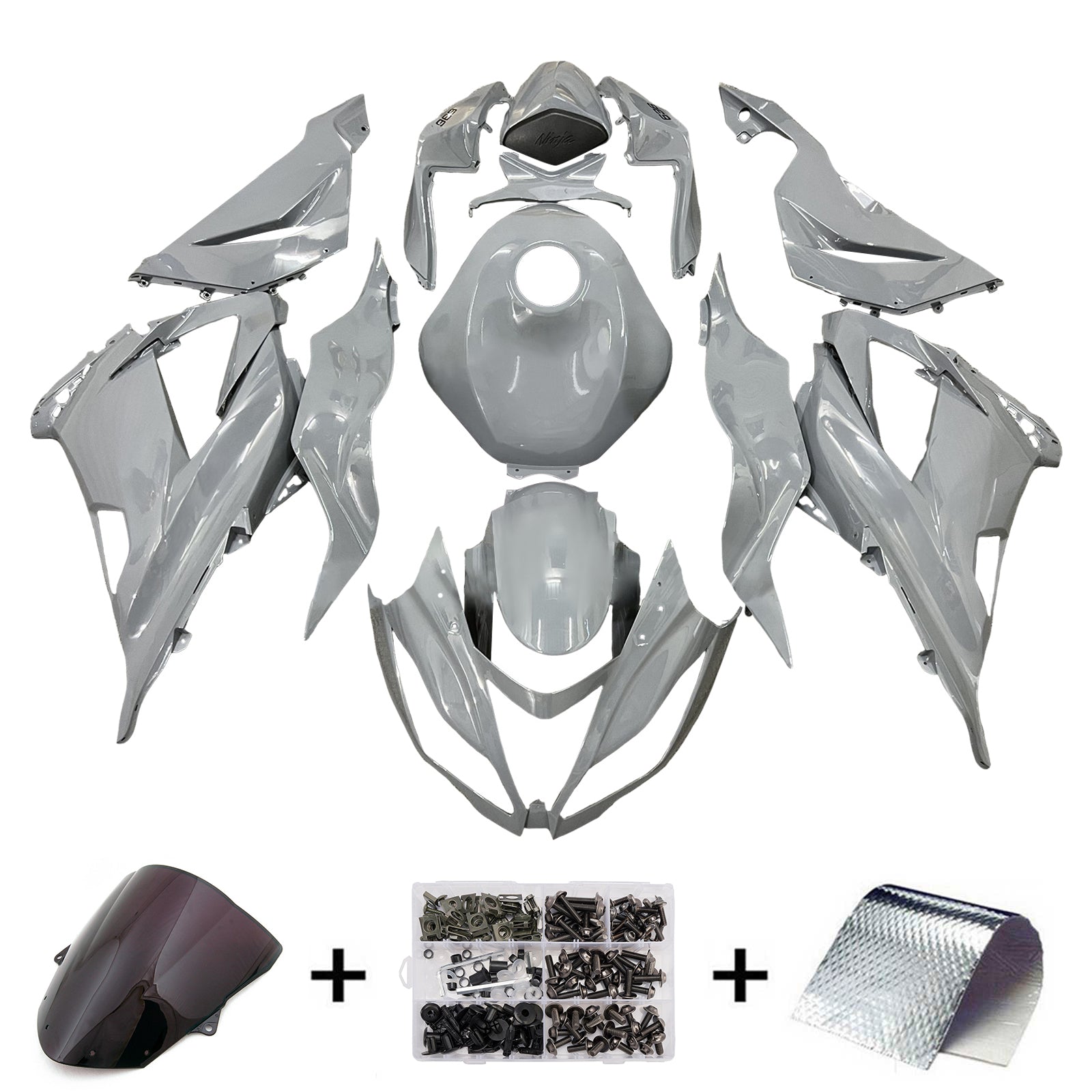 Amotopart 2013-2018 Kawasaki ZX6R 636 Gray Fairing Kit