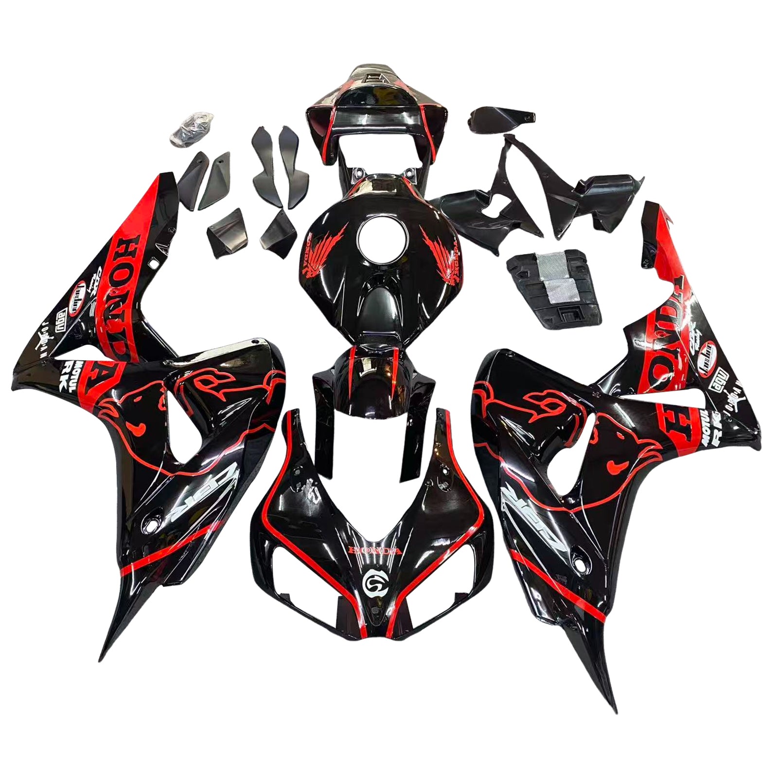 Amotopart 2006-2007 Honda CBR1000RR Black Red Fairing Kit