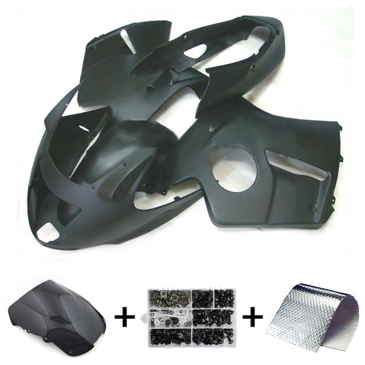 Amotopart 1996–2007 Honda CBR1100XX SuperBlackBird schwarz-graues Verkleidungsset