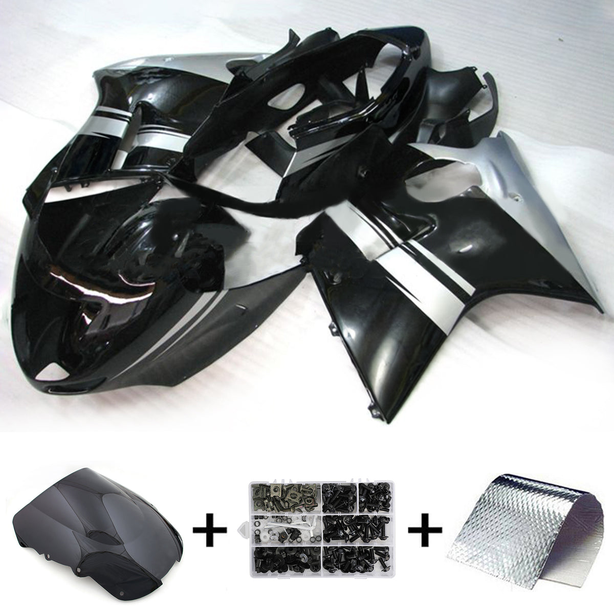 Amotopart 1996-2007 Honda CBR1100XX SuperBlackBird Gray Black Fairing Kit