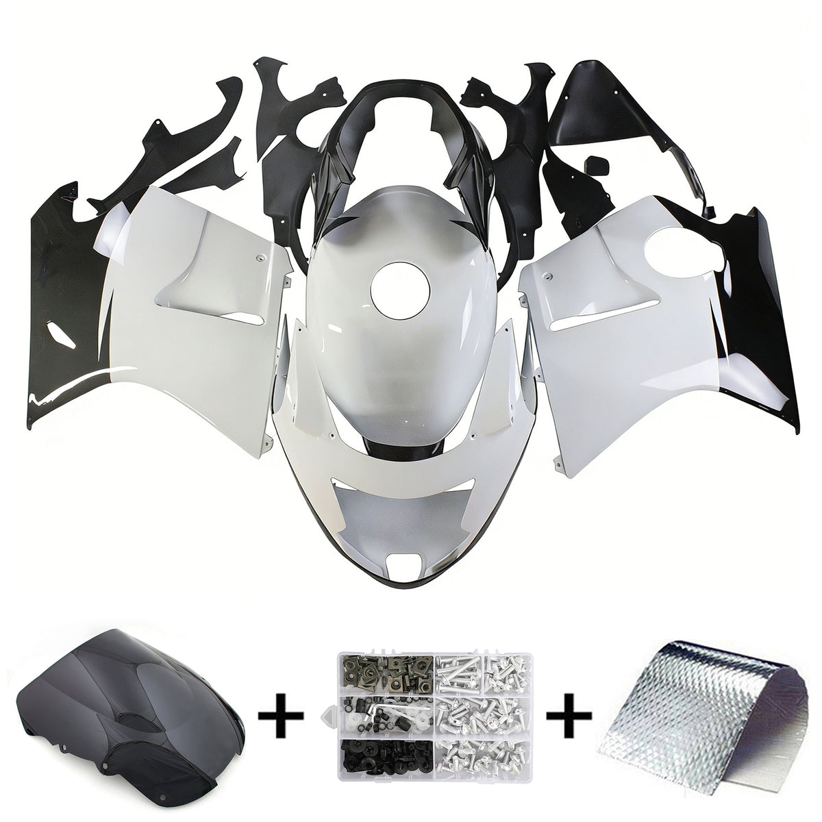 Amotopart 1996-2007 Honda CBR1100XX SuperBlackBird Grey Black White Sada kapotáže