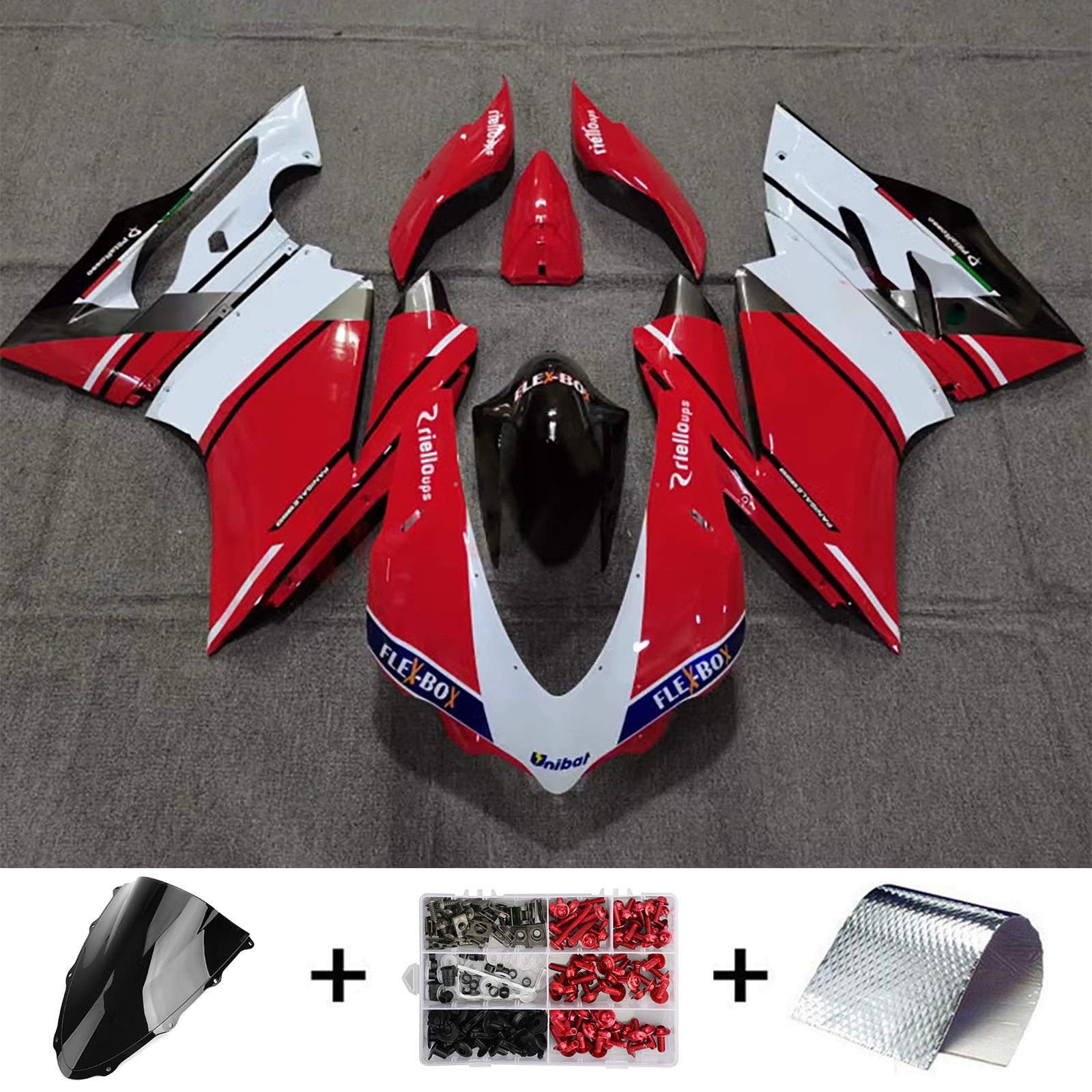 Amotopart 2015-2020 Ducati 959 White Black Red Fairing Kit
