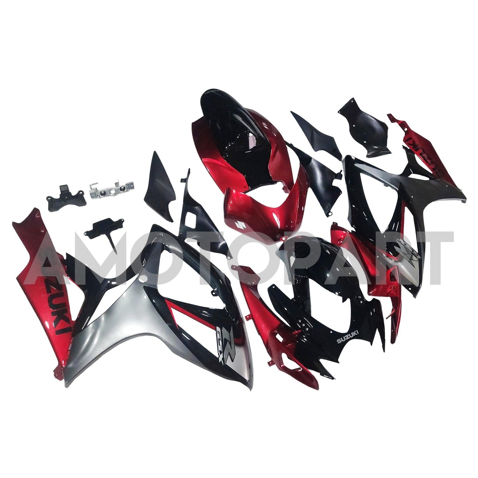 Amotopart 2006-2007 Suzuki GSXR 600/750 Black Red Fairing Kit