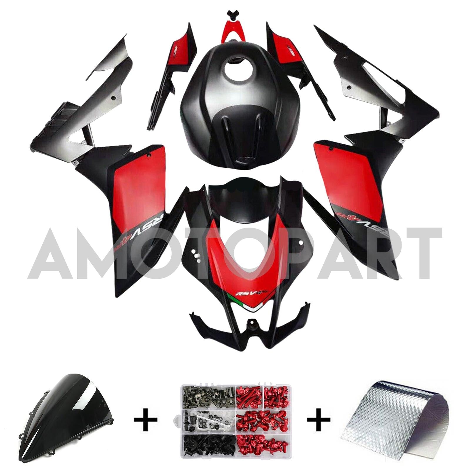 Amotopart Aprilia 2016-2020 RSV4 1000 Matte Red&Black Style1 Fairing Kit