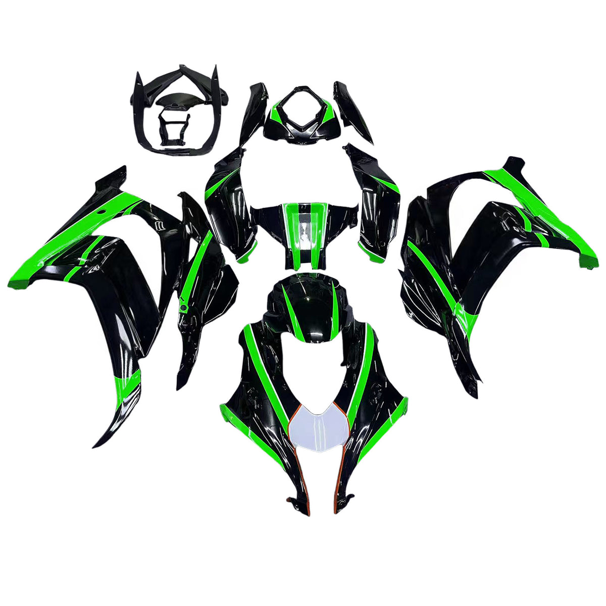 Zestaw owiewek Amotopart 2016-2020 Kawasaki ZX-10R biały zielony czarny