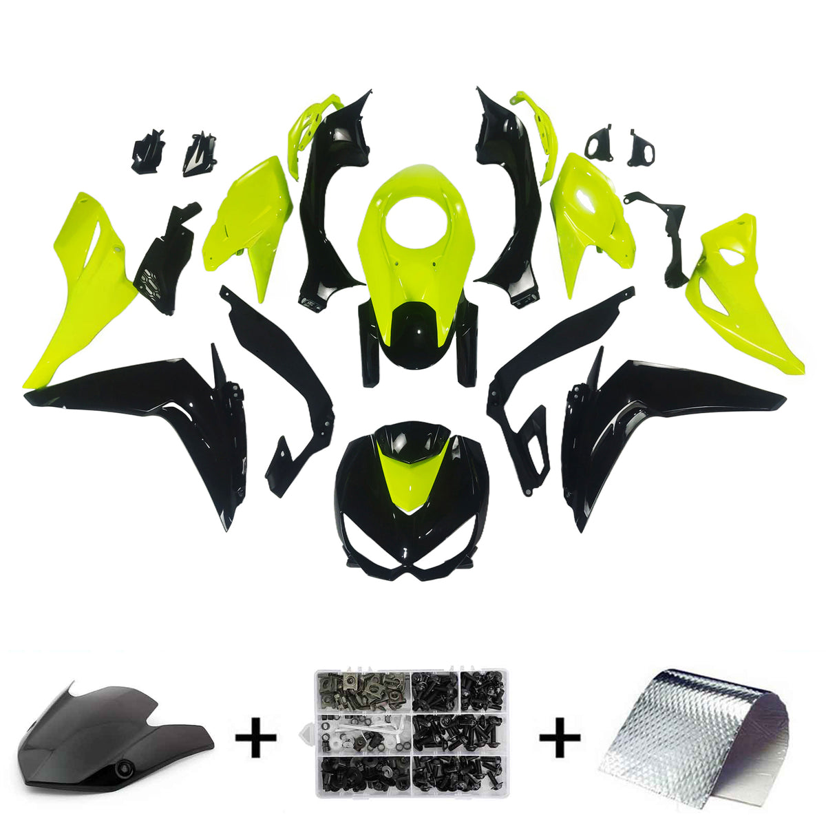 Amotopart 2014-2017 Kawasaki Z1000 Black Yellow Fairing Kit