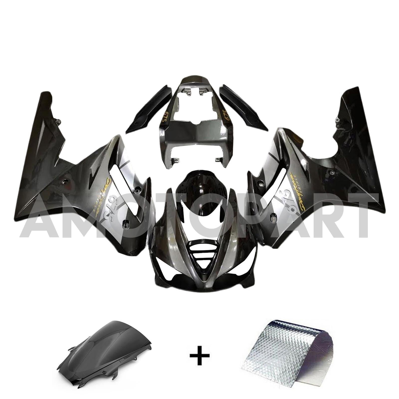 AMOTOPT 2009-2012 Triumph Daytona 675 Black Style3 Kit de carenagem