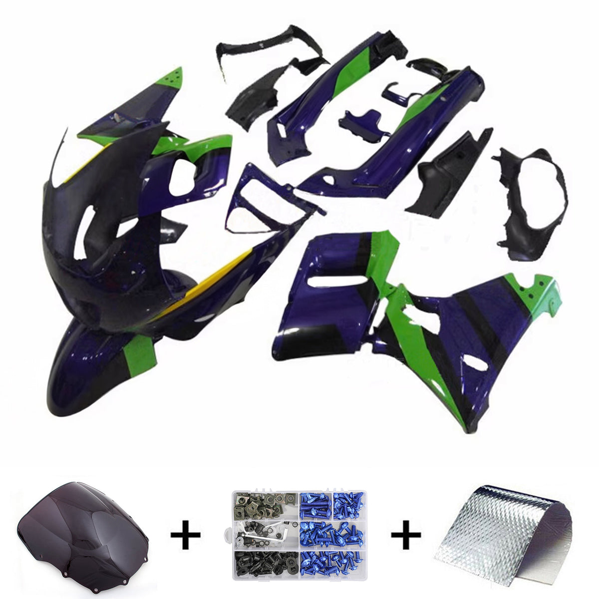 Amotopart 1993-2007 1998-2003 Kawasaki ZZR400 ZZR600 niebieski czarny zielony zestaw owiewki