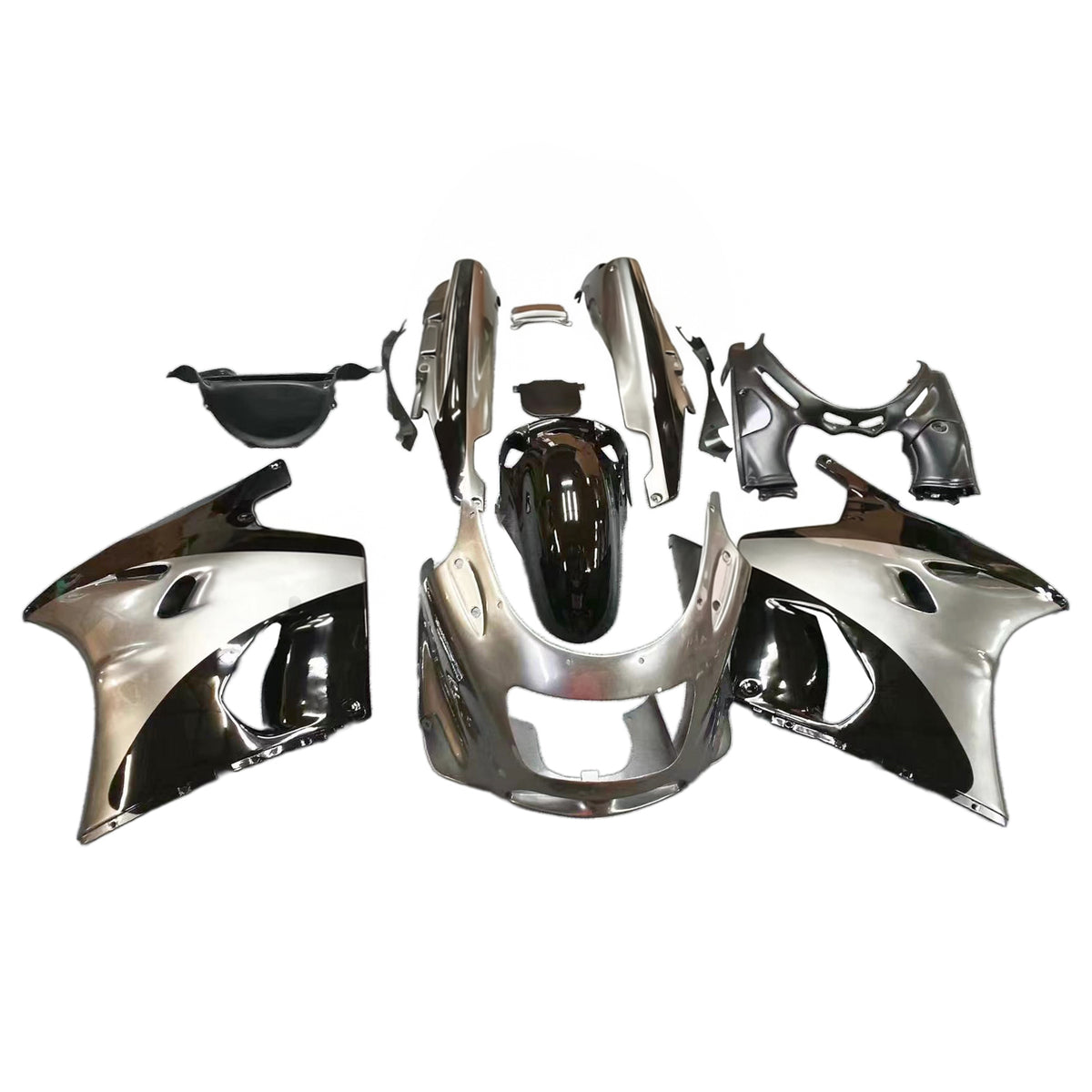 Amotopart 1993-2003 Kawasaki ZZR1100 Grå Svart Guld Vit Fairing Kit