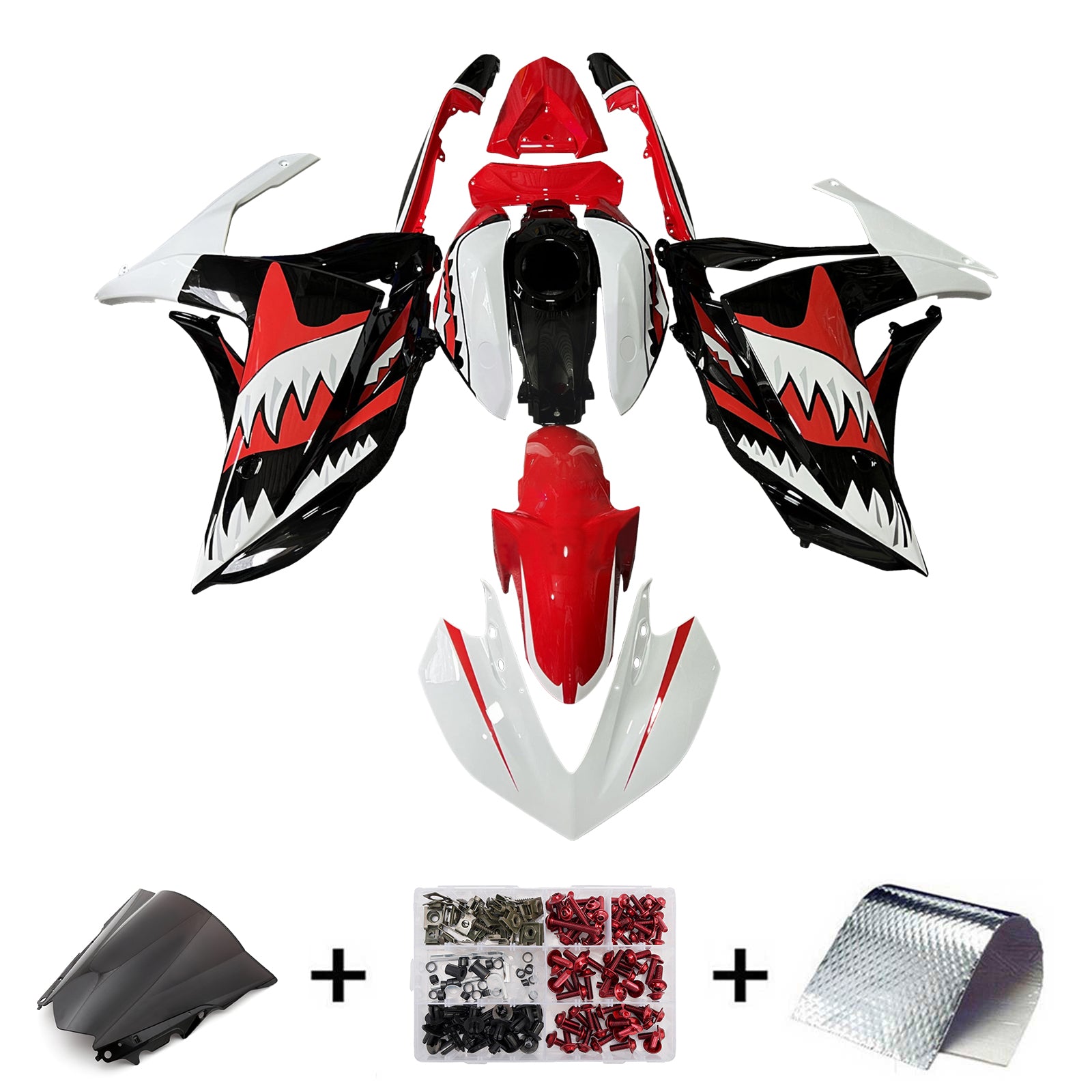 Amotopart Yamaha 2014-2018 YZF R3 2015-2017 YZF R25 Red White Black Fairing Kit