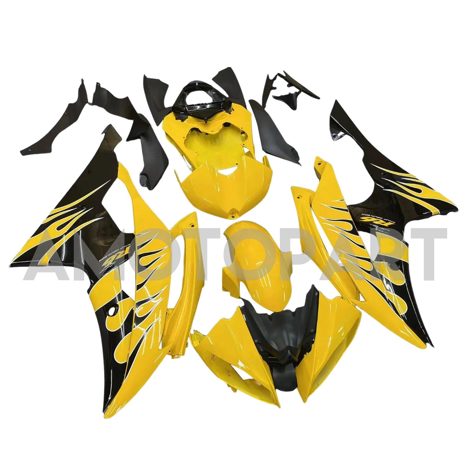 Amotopart 2008-2016 Yamaha YZF 600 R6 Yellow Black Fairing Kit