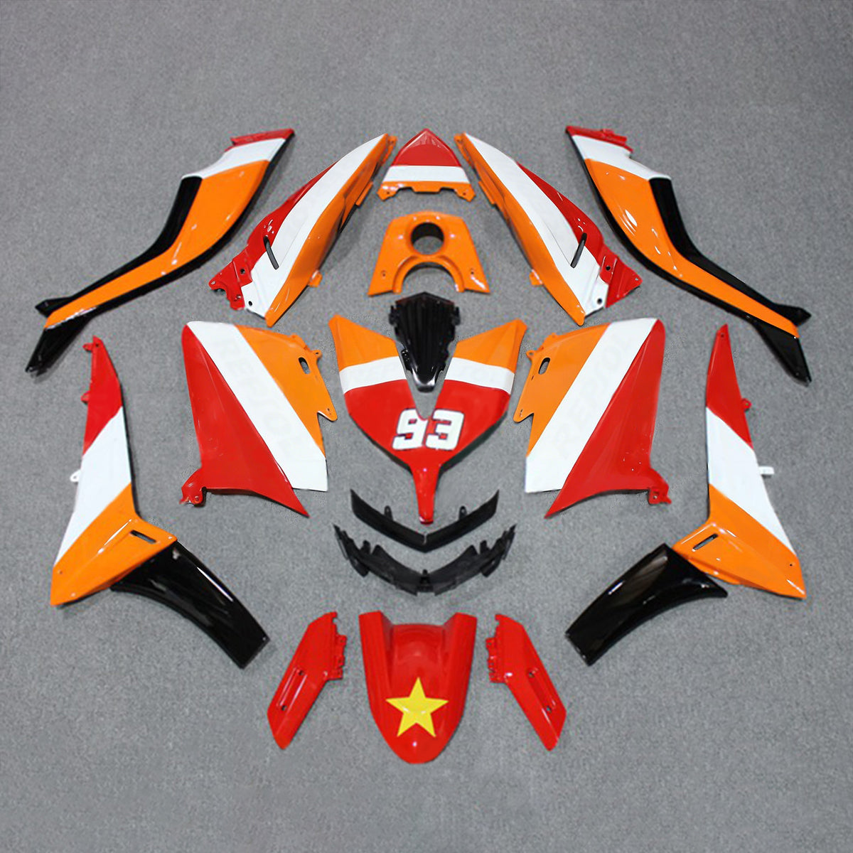 Amotopart 2015–2016 Yamaha TMAX530 Weiß Orange Schwarz Rot Verkleidungsset