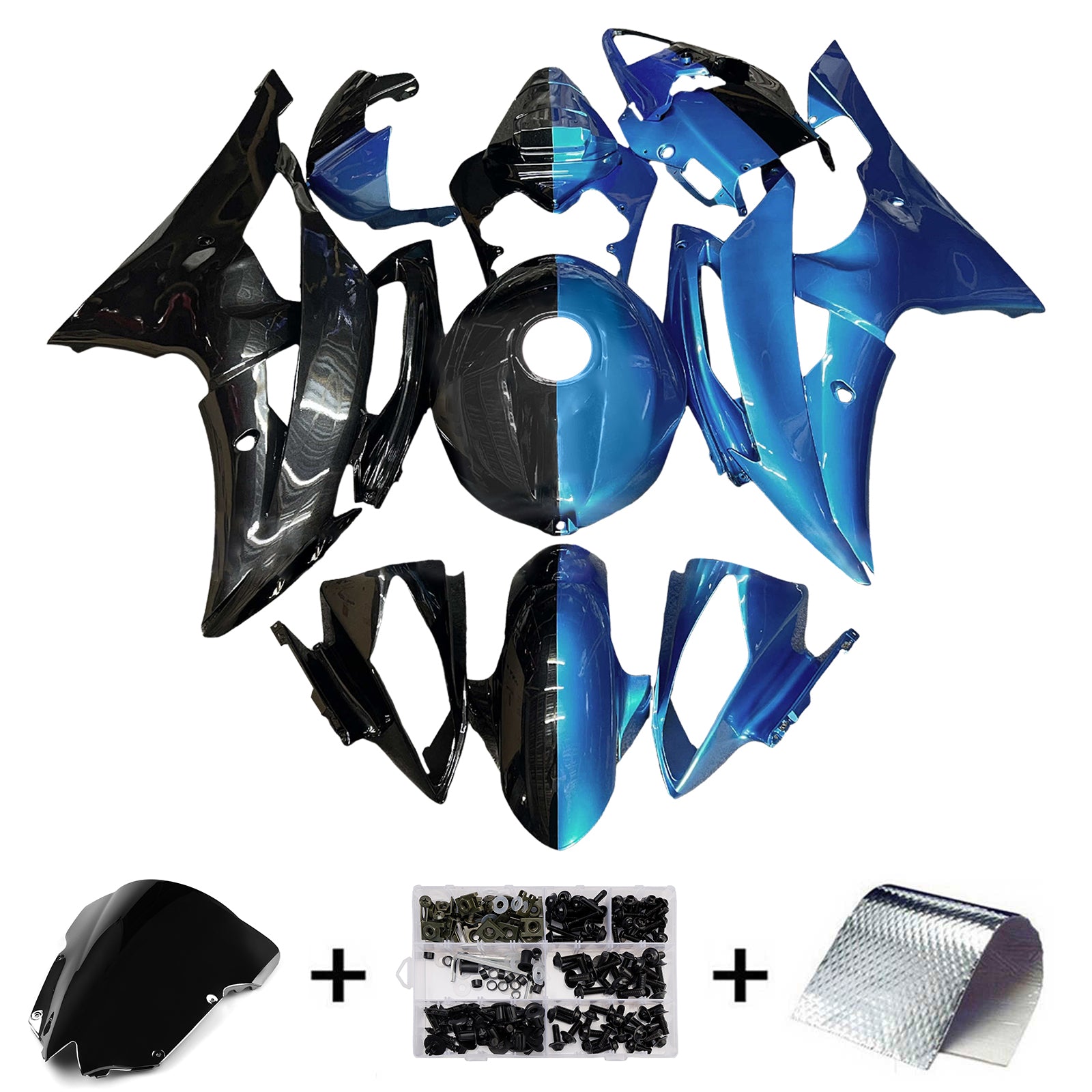 Amotopart 2008-2016 Yamaha YZF-R6 Blue & Black Fairing Kit