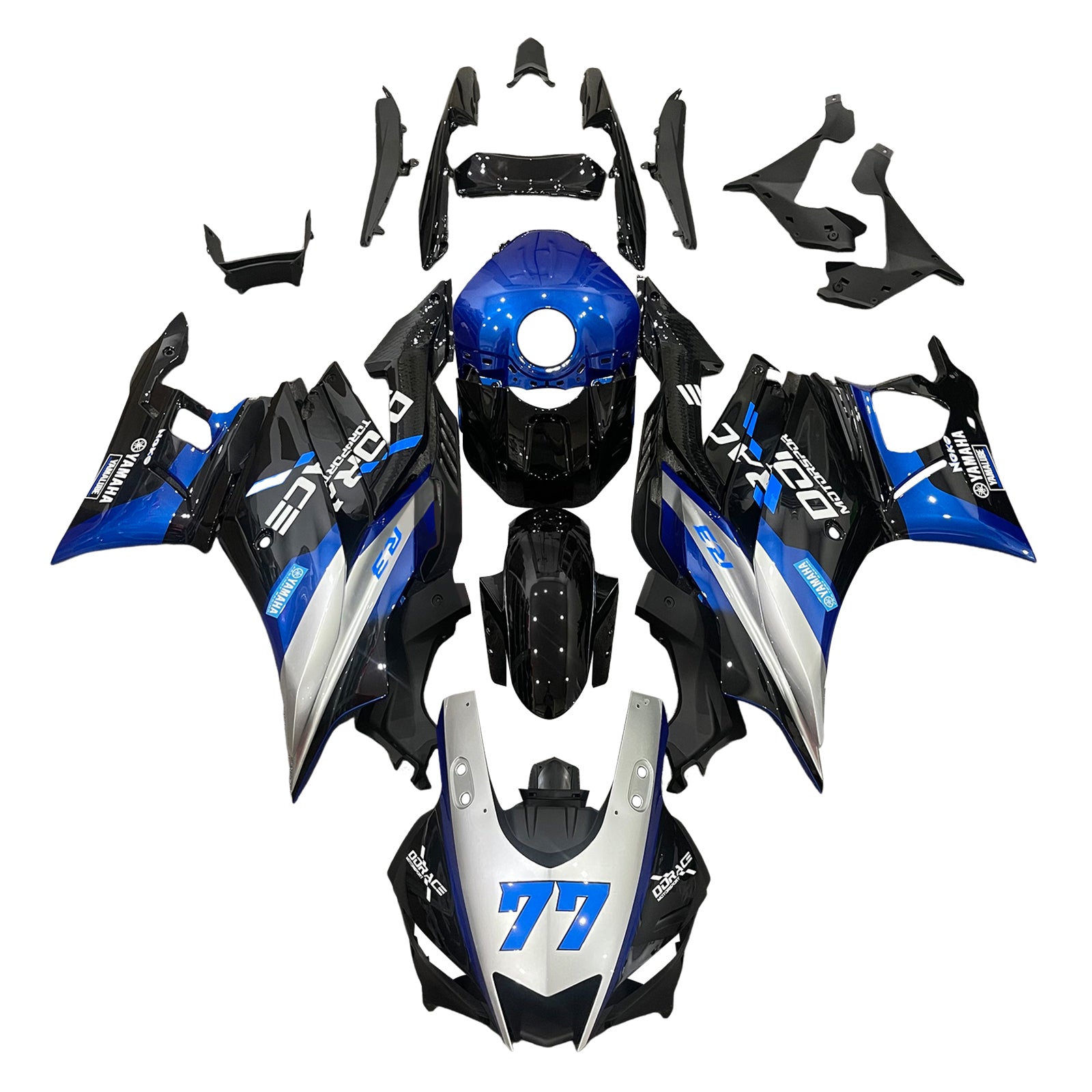 Amotopart Yamaha 2019-2021 YZF R3/YZF R25 Blue Grey Fairing Kit