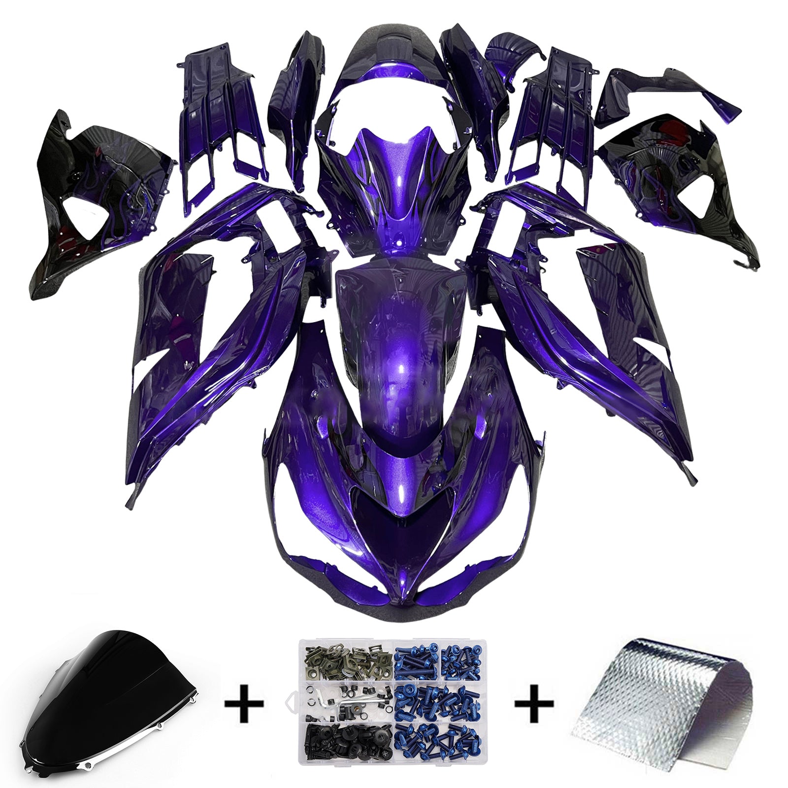 Amotopart 2012-2025 Kawasaki ZX14R ZZR1400 Purple Fairing Kit