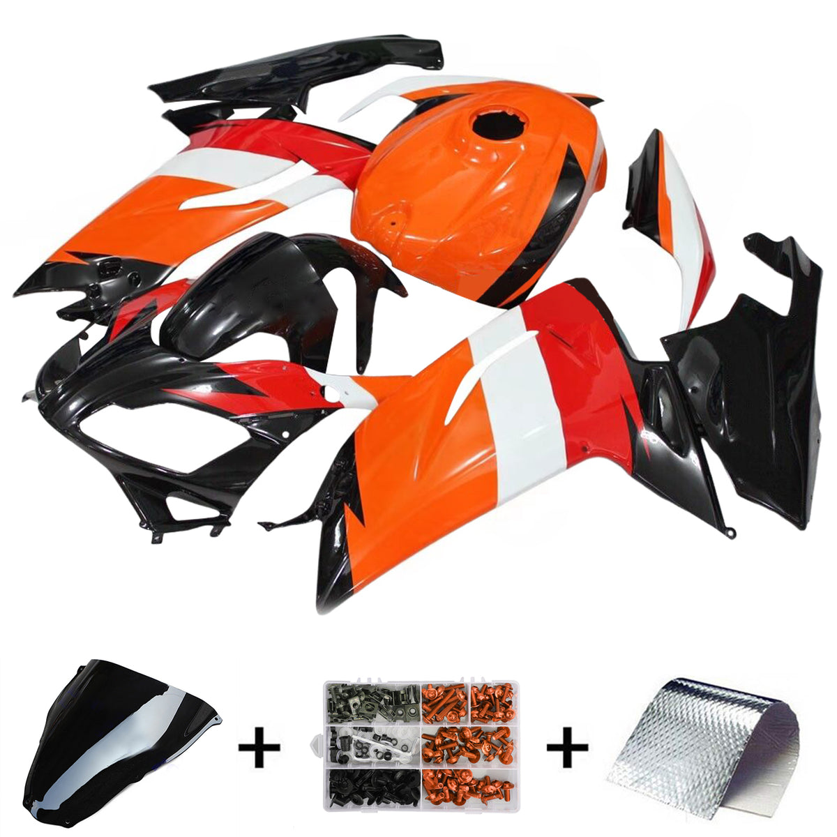 Kit de carenagem Amotopart 2006-2011 Aprilia RS125 laranja branco