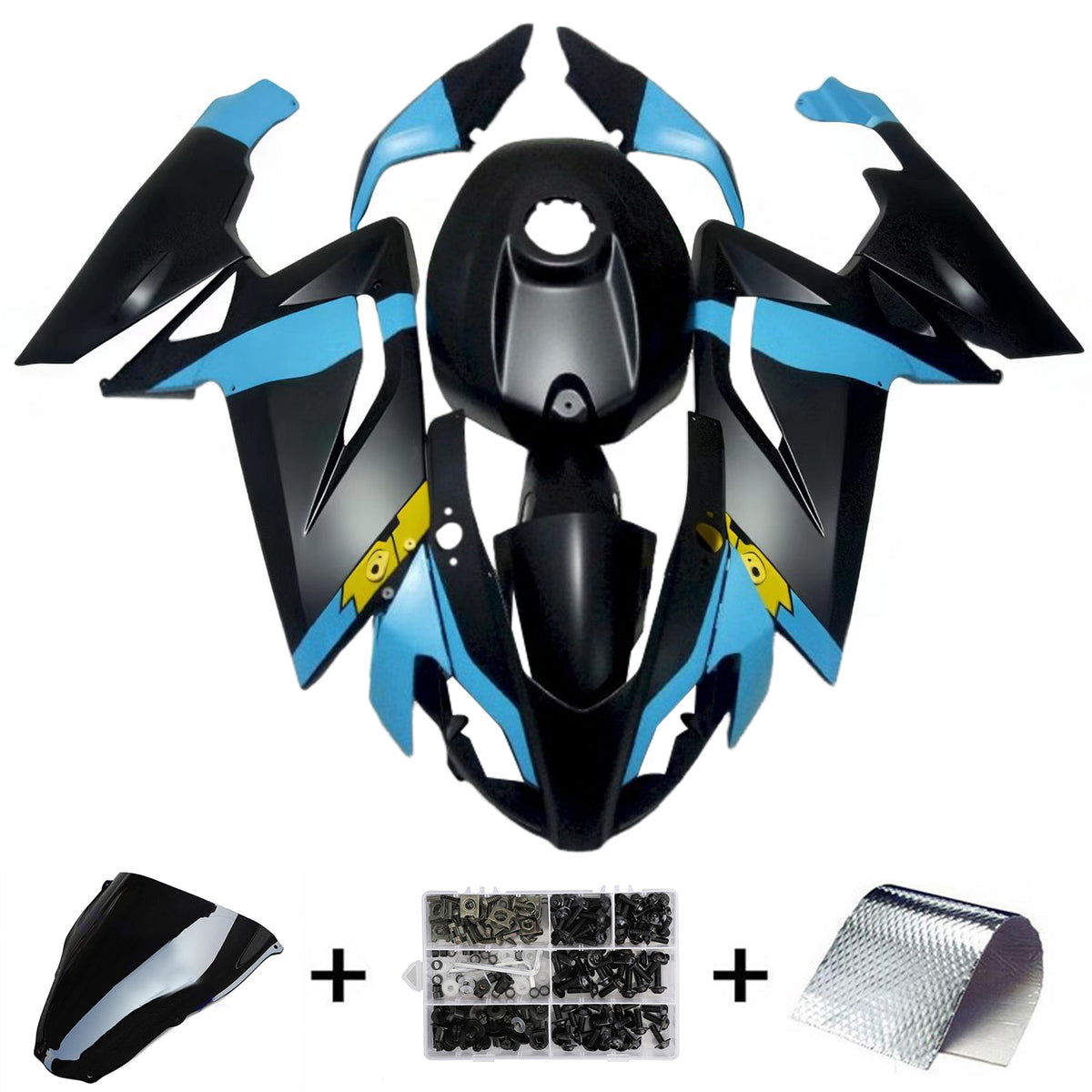Amotopart 2006–2011 Aprilia RS125 Schwarz Blau Verkleidungsset