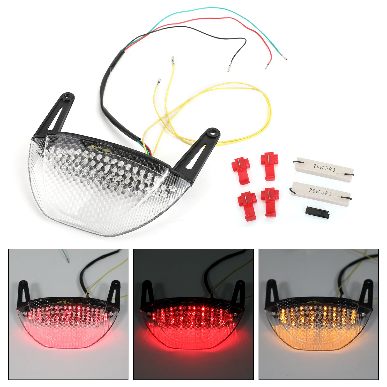 07-12 Honda CBR 600RR Motorcycle Rear Brake Turn Signals Taillight Red