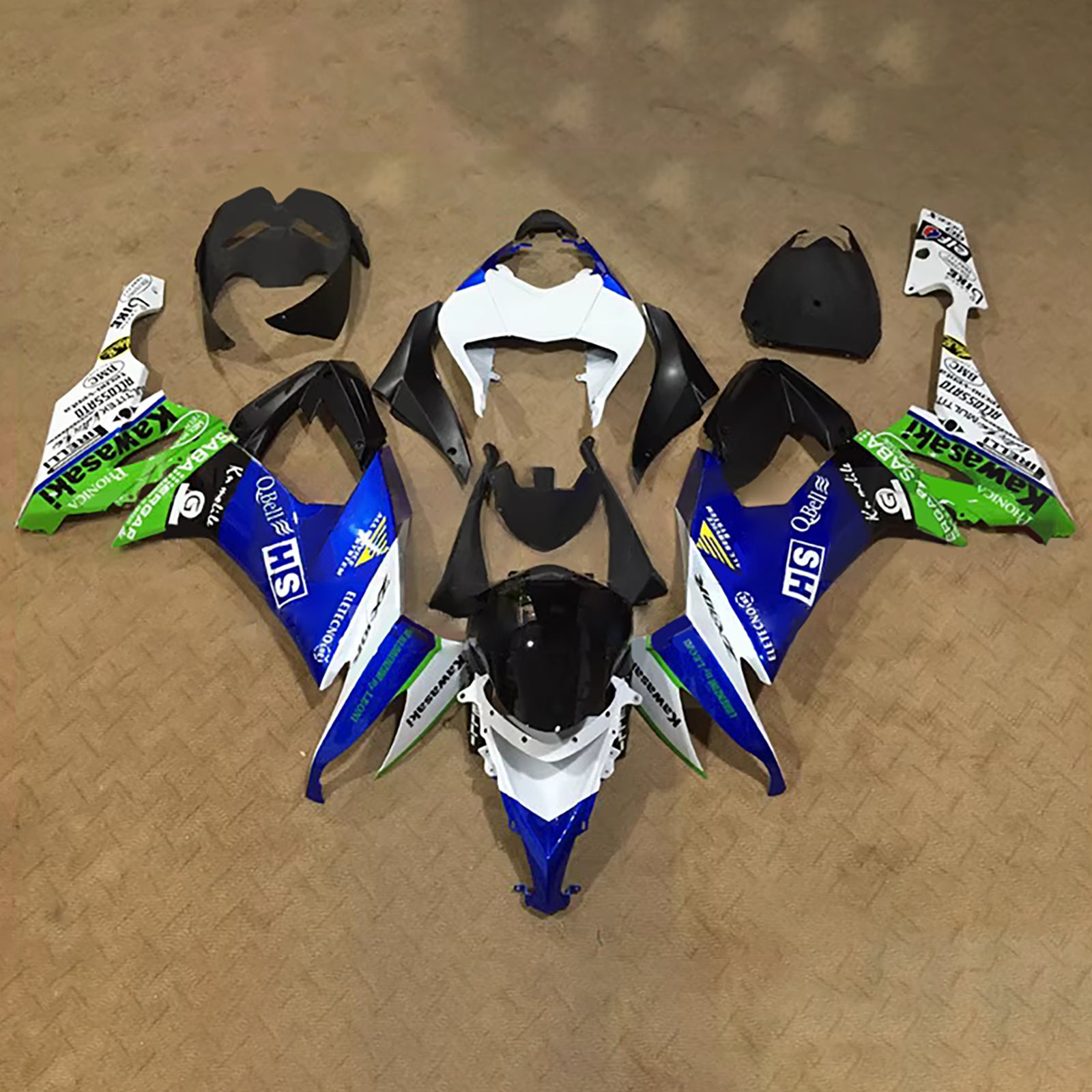 Amotopart 2008-2010 Kawasaki ZX10R Blue Black Green White Fairing Kit