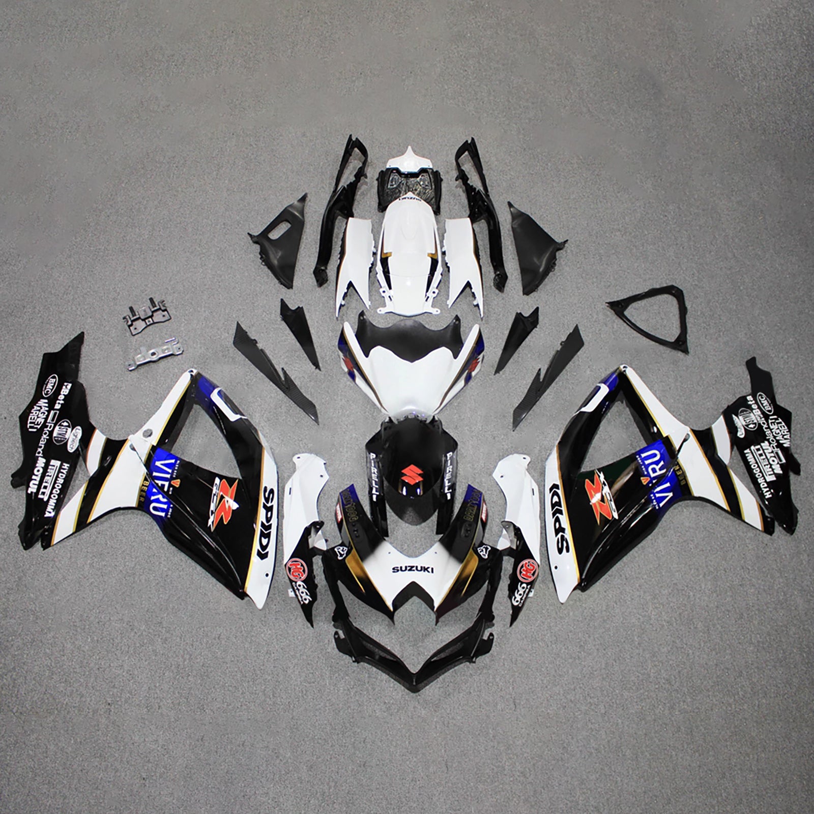 Amotopart 2008-2010 Suzuki GSXR 600/750 Black White Fairing Kit