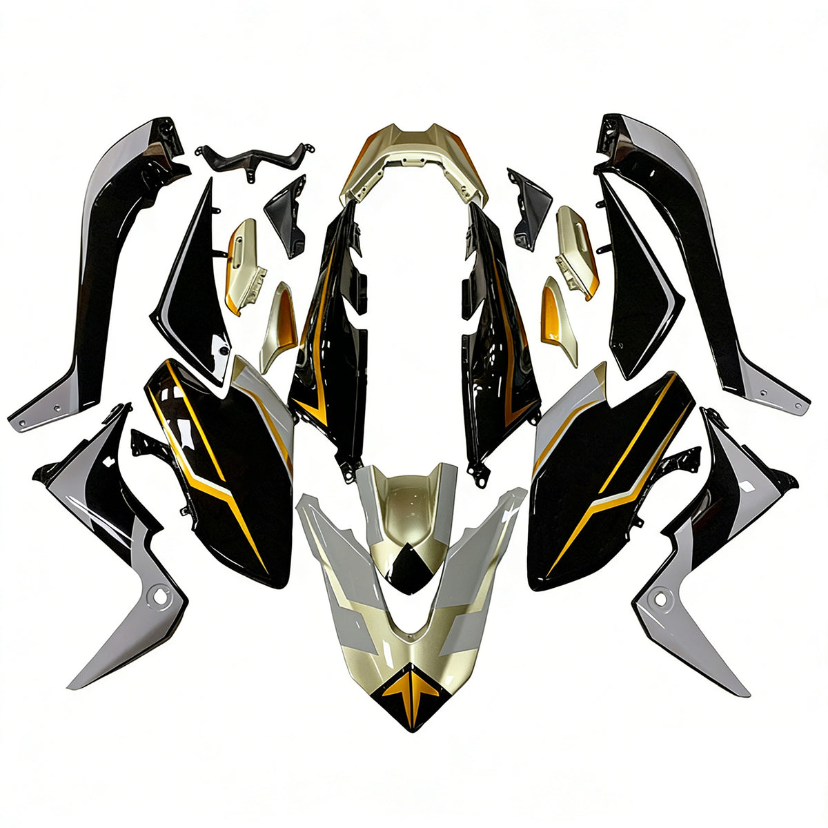 Amotopart 2017-2018 Yamaha TMAX530 Black White Gold Gray Fairing Kit