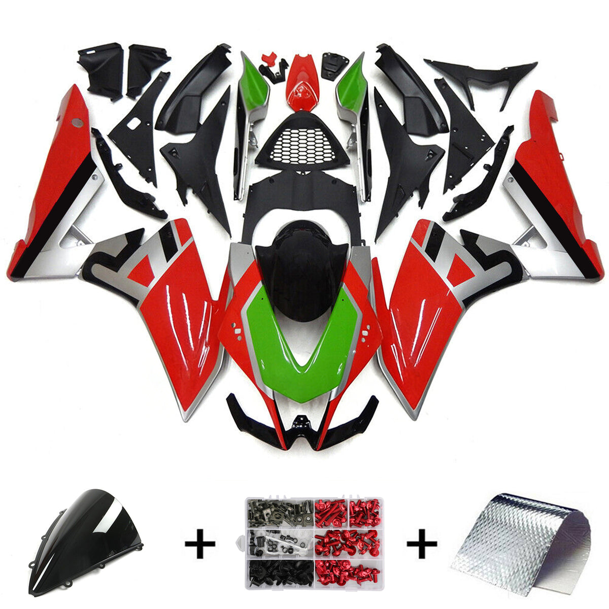 Amotopart 2009-2015 Aprilia RSV4 1000 Red Silver Fairing Kit