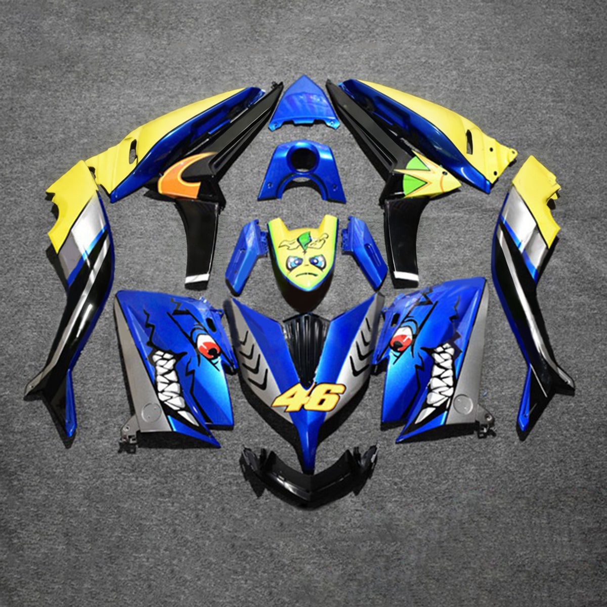Amotopart 2015-2016 Yamaha TMAX530 Black Blue Yellow Fairing Kit