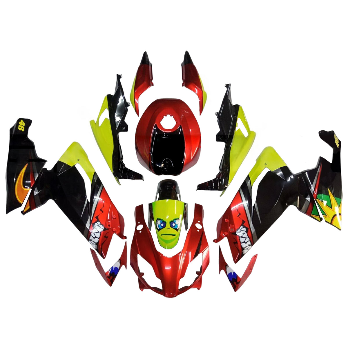 Amotopart 2012–2016 Aprilia RS4 125 50 rot-gelbes Verkleidungsset