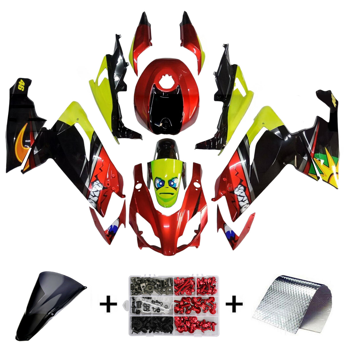 Amotopart 2012–2016 Aprilia RS4 125 50 rot-gelbes Verkleidungsset