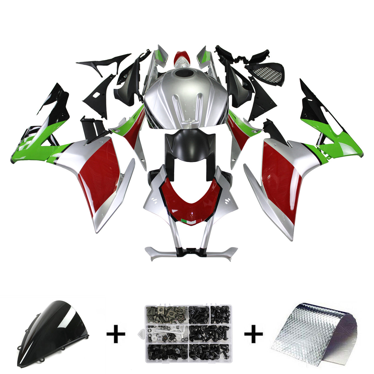 Amotopart 2016-2020 Aprilia RSV4 1000 Red Silver Fairing Kit