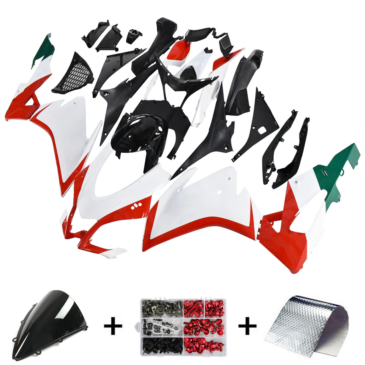 Amotopart 2016-2020 Aprilia RSV4 1000 bílá černá sada kapotáže