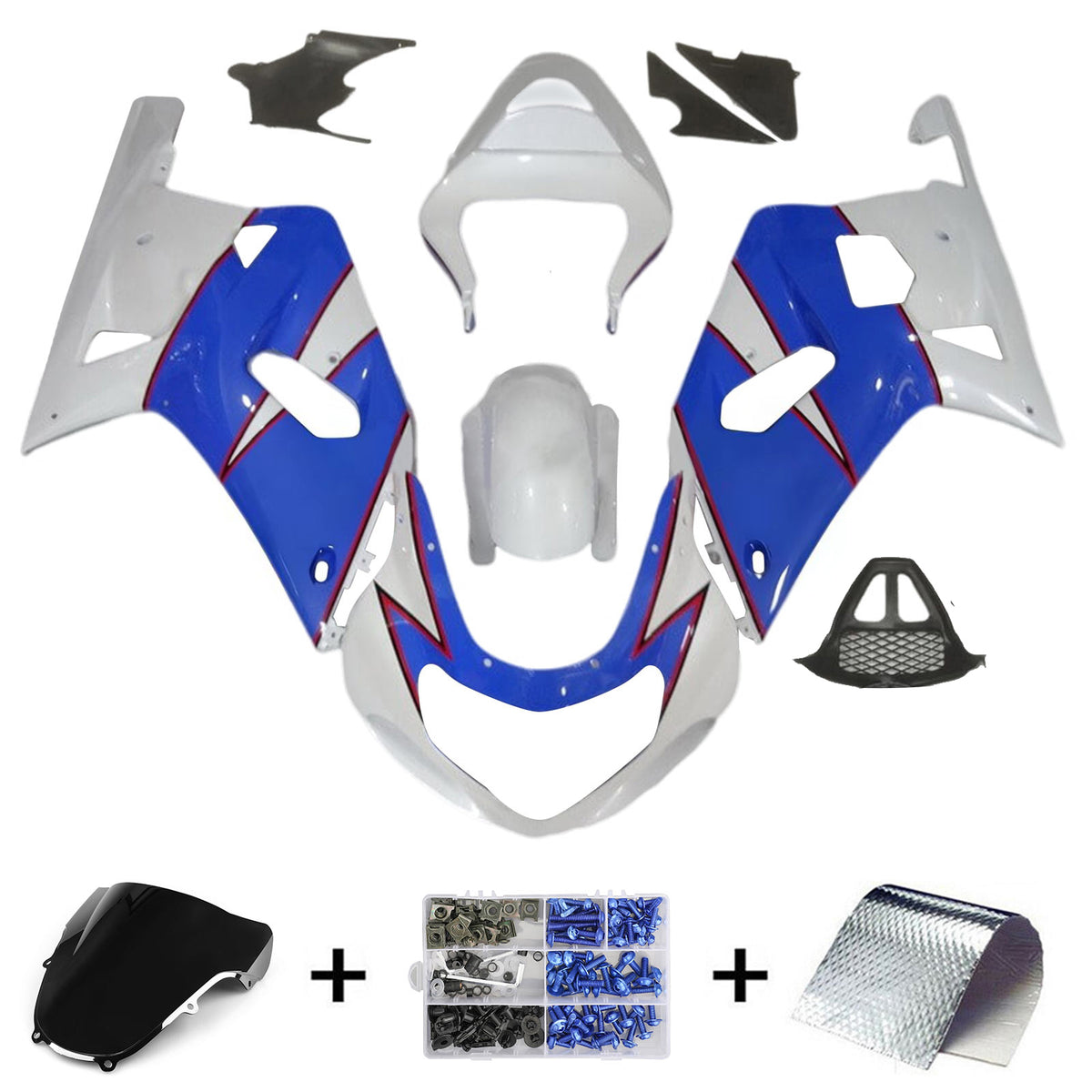 Amotopart 2000-2002 Suzuki GSX-R1000 K1 K2 Blue White Gray Fairing Kit