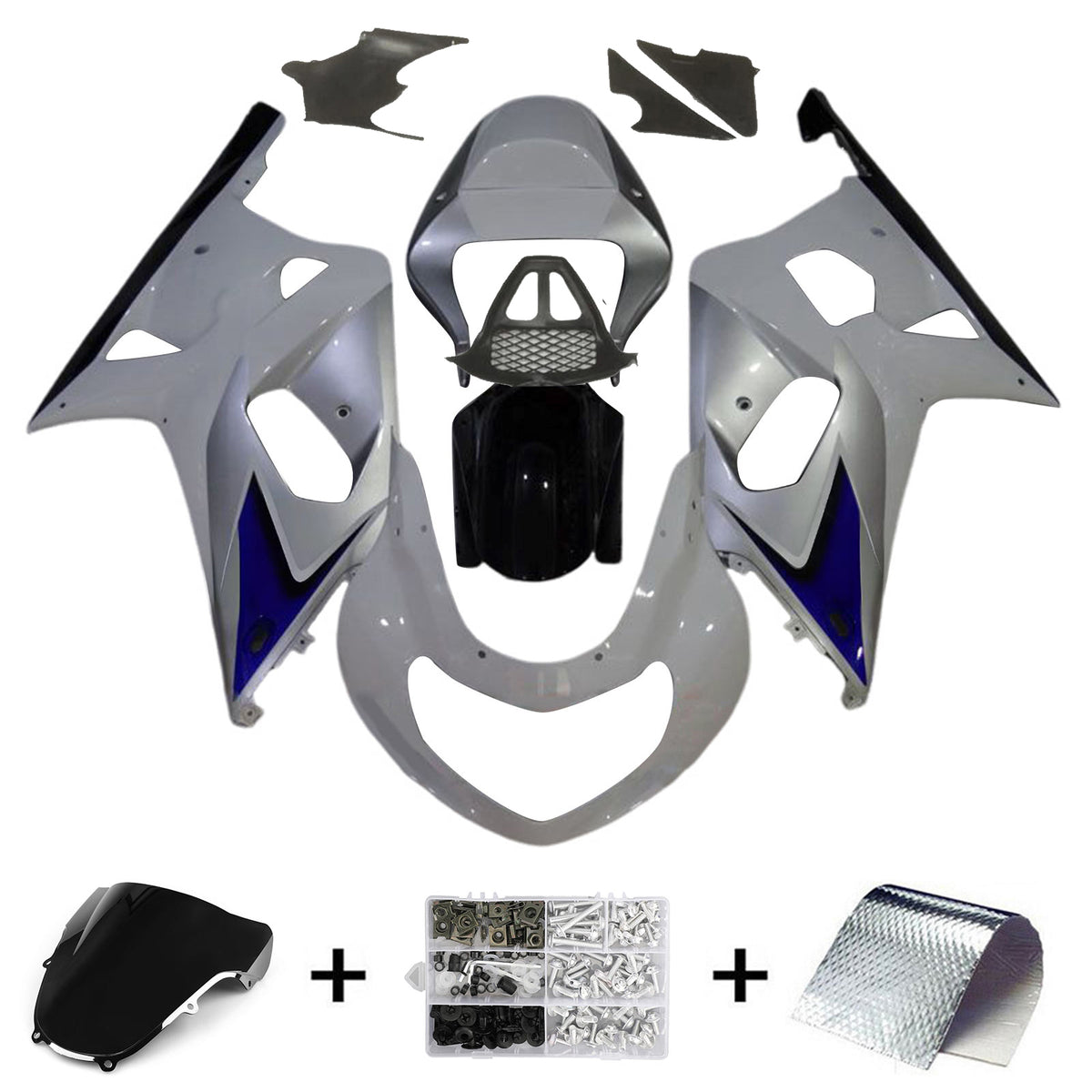 Amotopart 2000-2002 Suzuki GSX-R1000 K1 K2 Černá Šedá Modrá Bílá Sada kapotáže