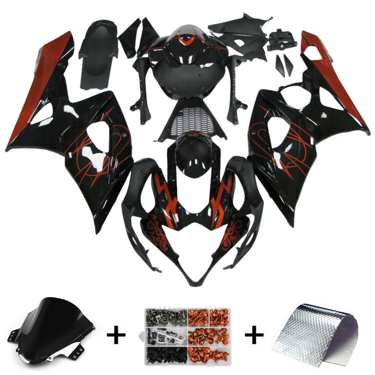 Amotopart 2005-2006 Suzuki GSX-R1000 K5 Black White Red Fairing Kit