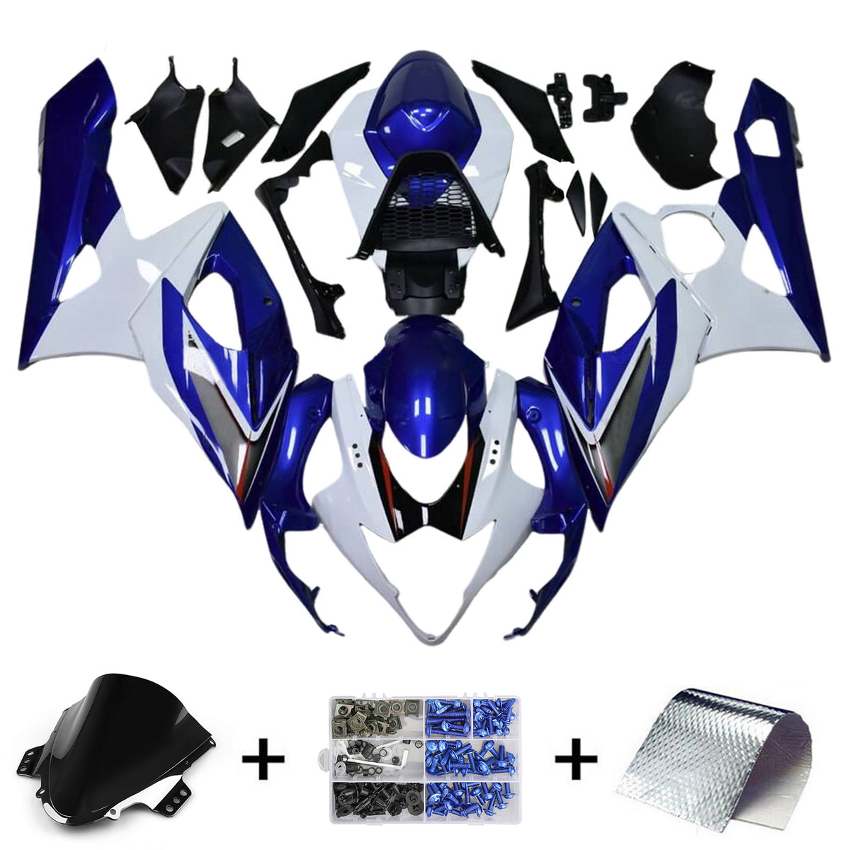 Amotopart 2005-2006 Suzuki GSX-R1000 K5 Blue White Black Fairing Kit