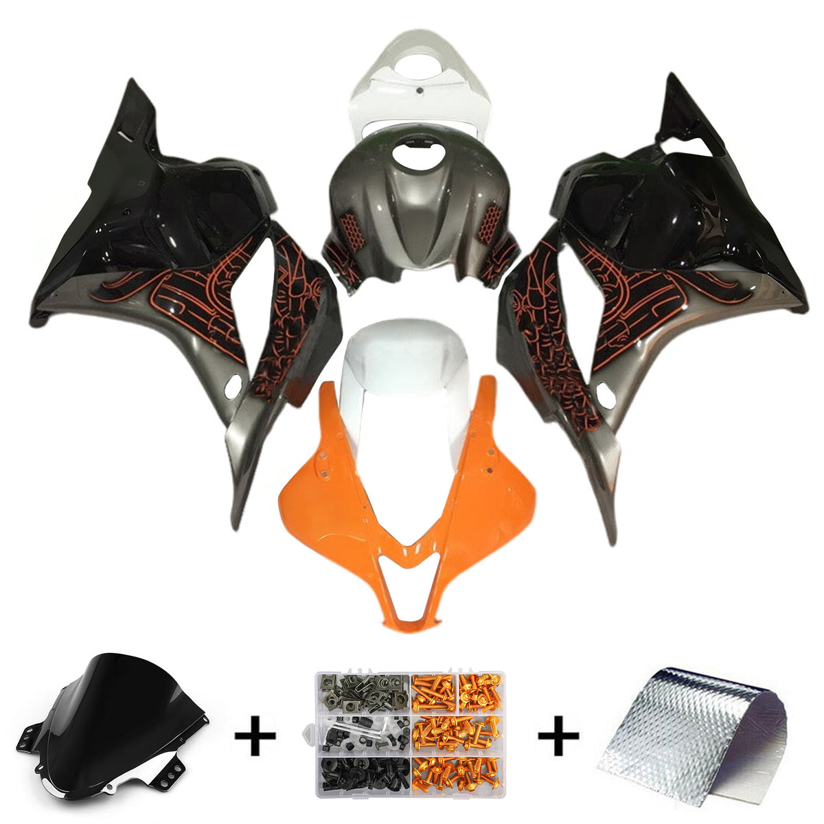 Amotopart 2005-2006 Suzuki GSX-R1000 K5 Black Orange Gray Fairing Kit