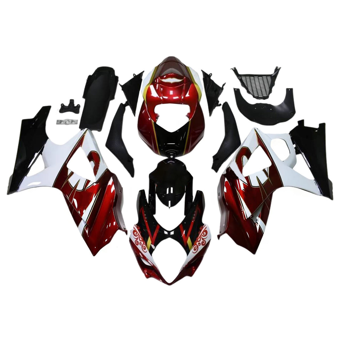 Amotopart 2007-2008 Suzuki GSX-R1000 K7 Bílá Černá Červená Sada kapotáže