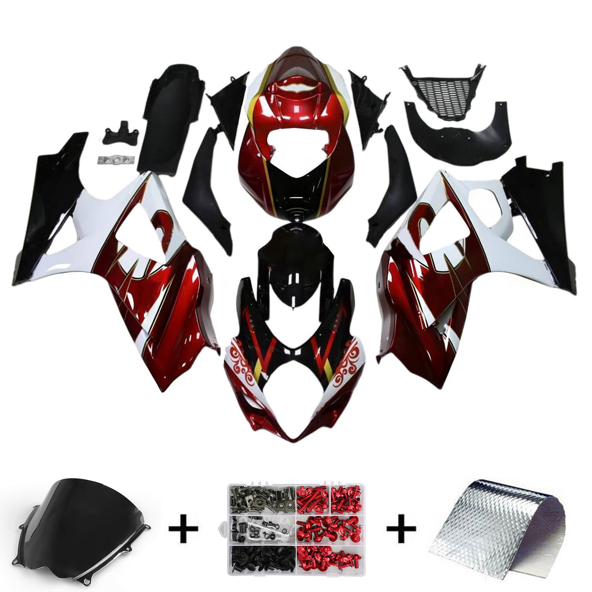 Amotopart 2007-2008 Suzuki GSX-R1000 K7 Bílá Černá Červená Sada kapotáže