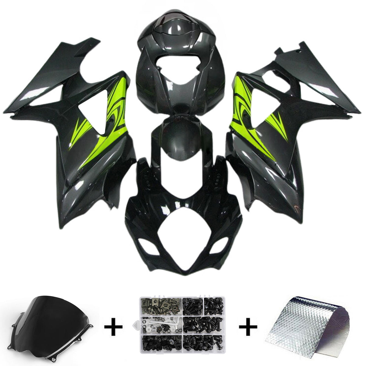Amotopart 2007-2008 Suzuki GSX-R1000 K7 Šedá Bílá Černá Zelená Sada kapotáže