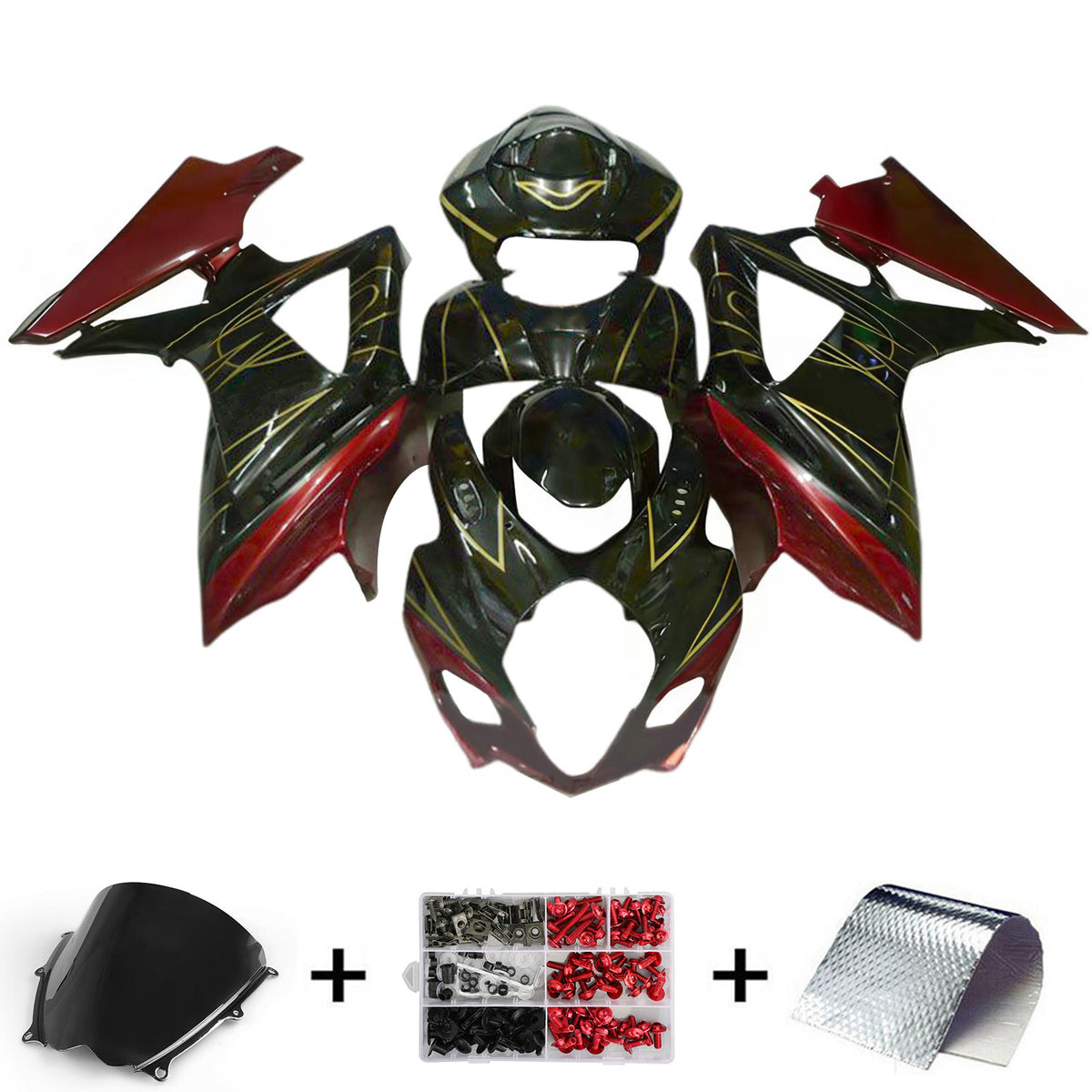 Amotopart 2007-2008 Suzuki GSX-R1000 K7 Black Red White Fairing Kit