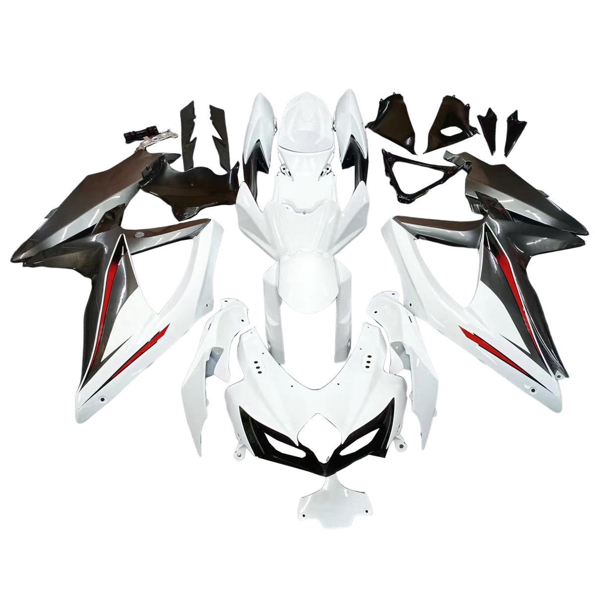 Amotopart 2008-2010 Suzuki GSX-R600 750 K8 Black White Fairing Kit