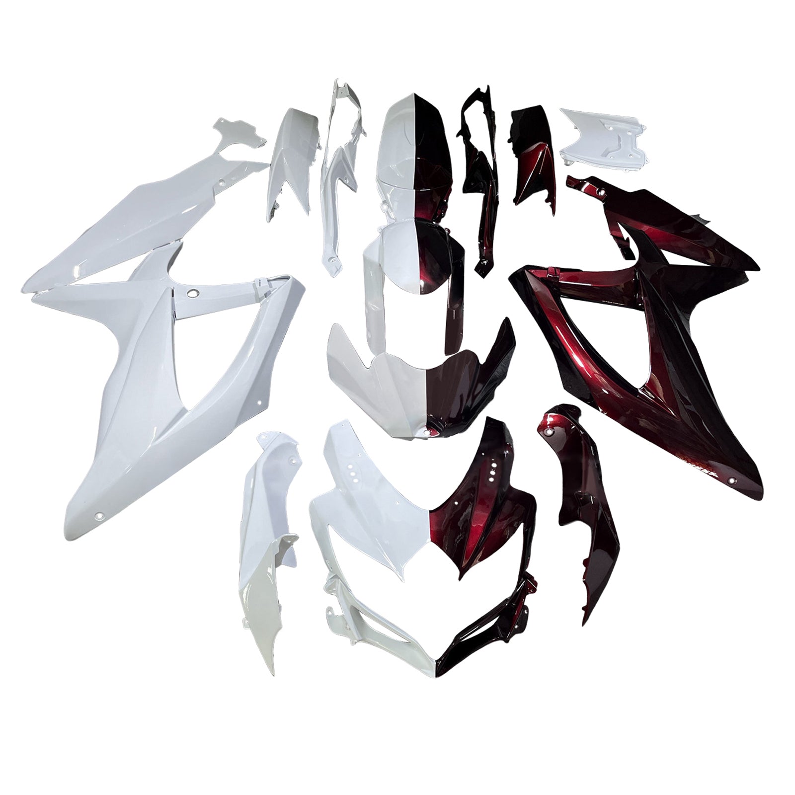 Amotopart 2008-2010 Suzuki GSXR 600/750 Kit de carénage rouge foncé blanc