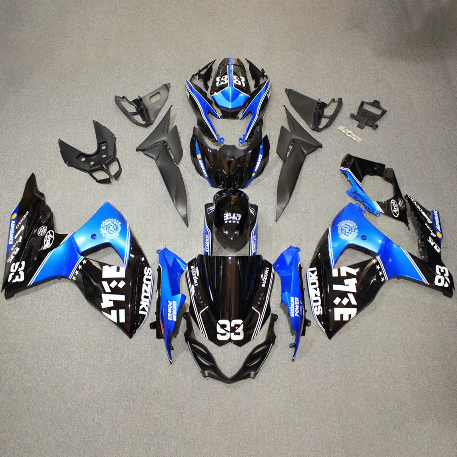 Amotopart 2009-2016 Suzuki GSXR1000 Black Blue White Fairing Kit