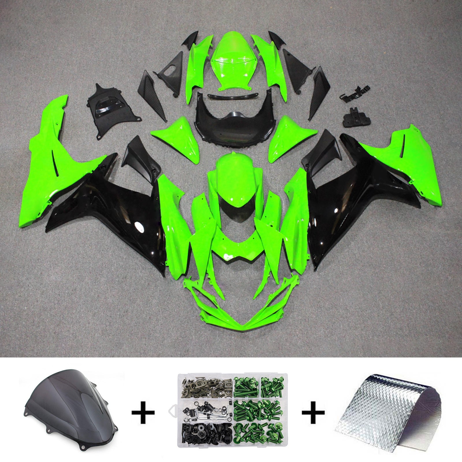 Amotopart 2011-2025 Suzuki GSXR 600/750 Green Black Fairing Kit