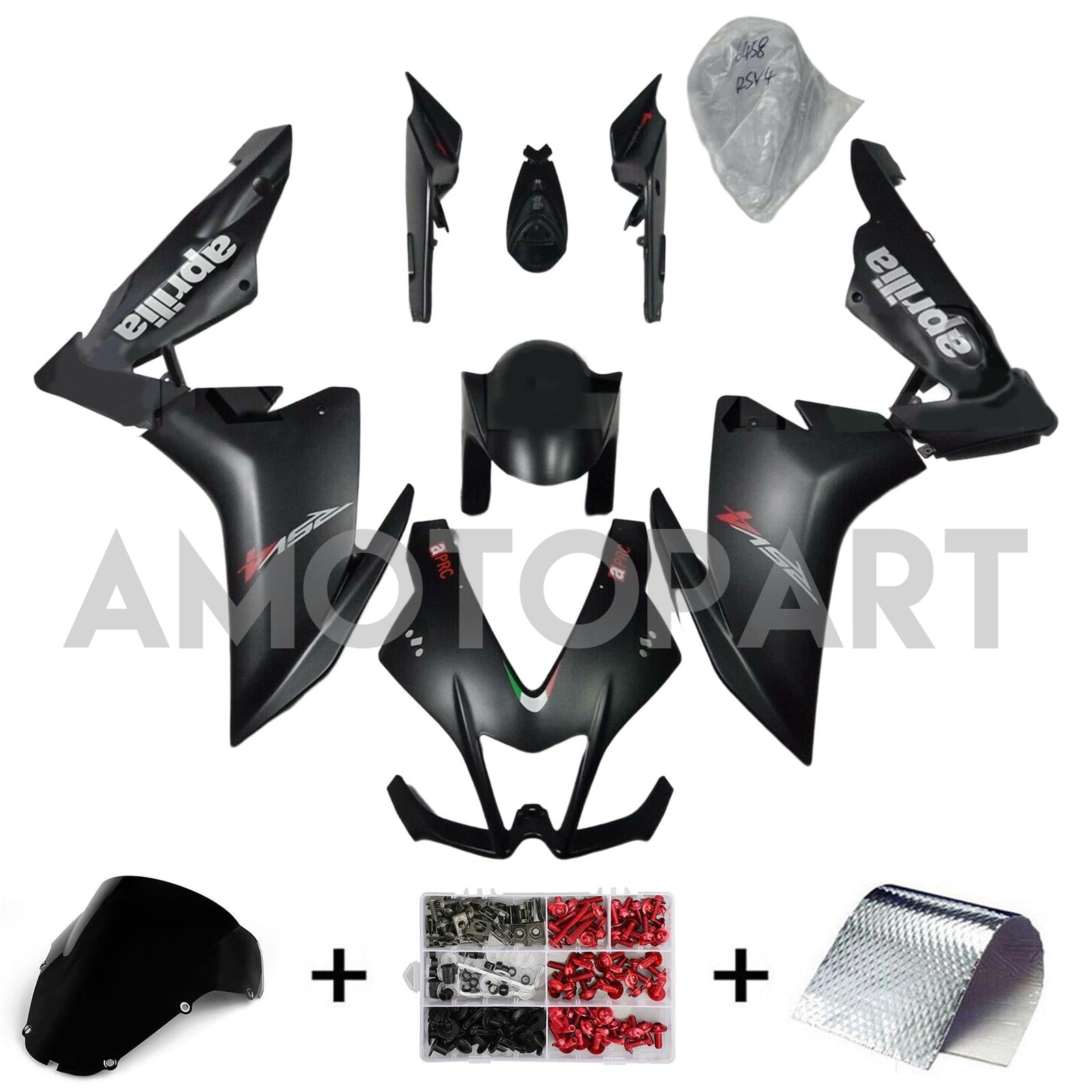 Amotopart Aprilia 2009-2015 RSV4 1000 Matte Black Fairing Kit