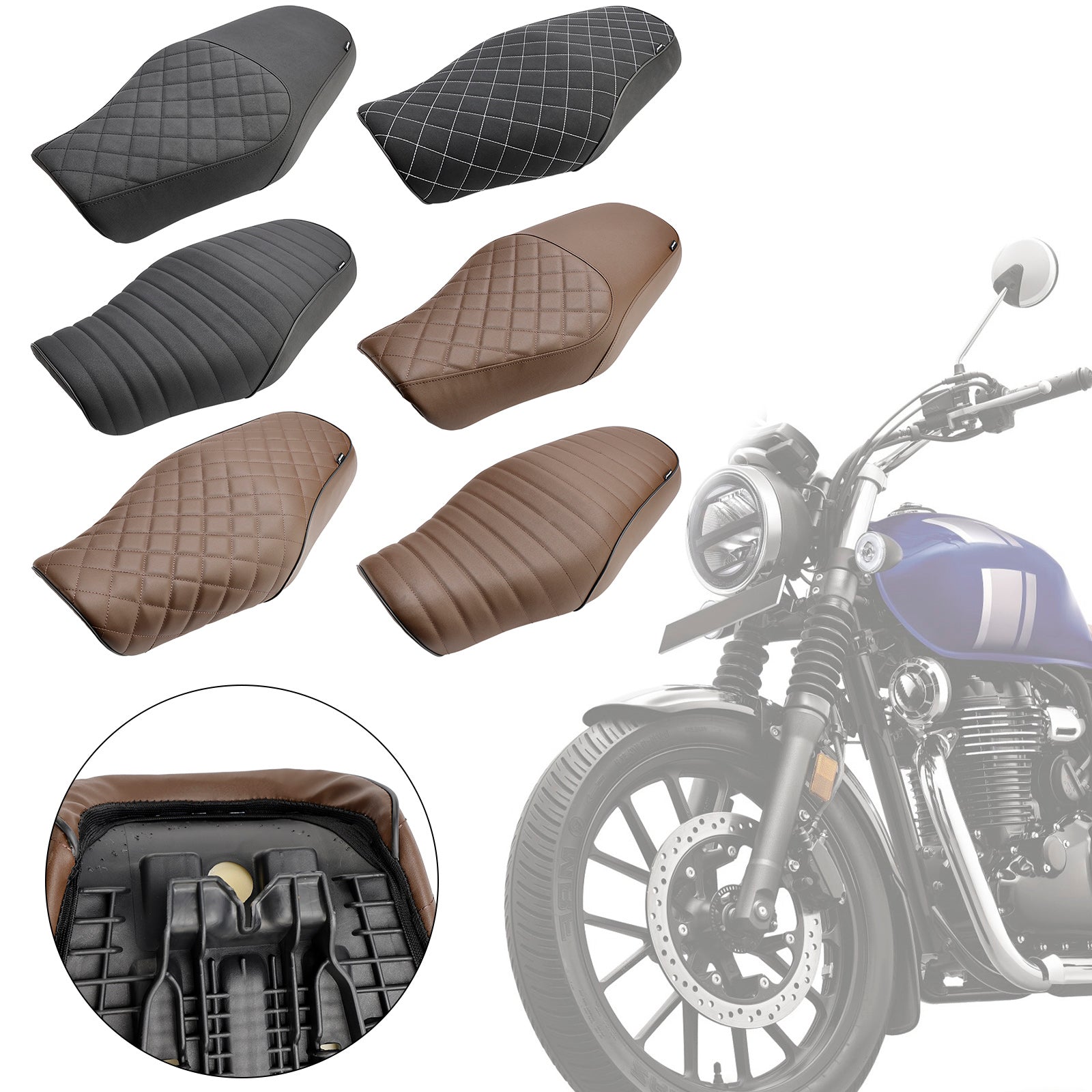 23-24 Honda GB350 GB350 jezdec sedadla spolujezdce vpředu zadní polštář černá hnědá