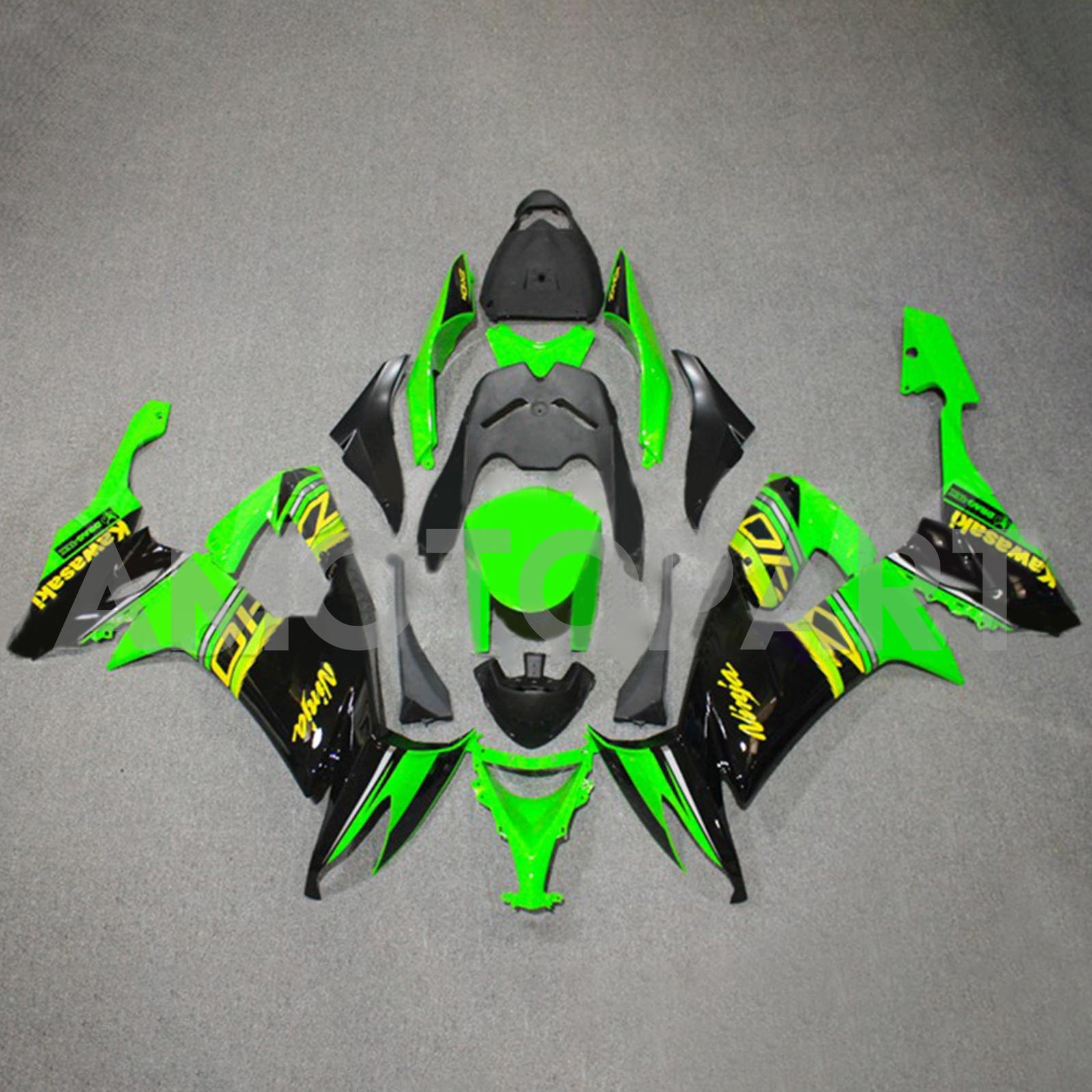 Kit carena Amotopart 2008-2010 Kawasaki ZX10R verde e nero Style6
