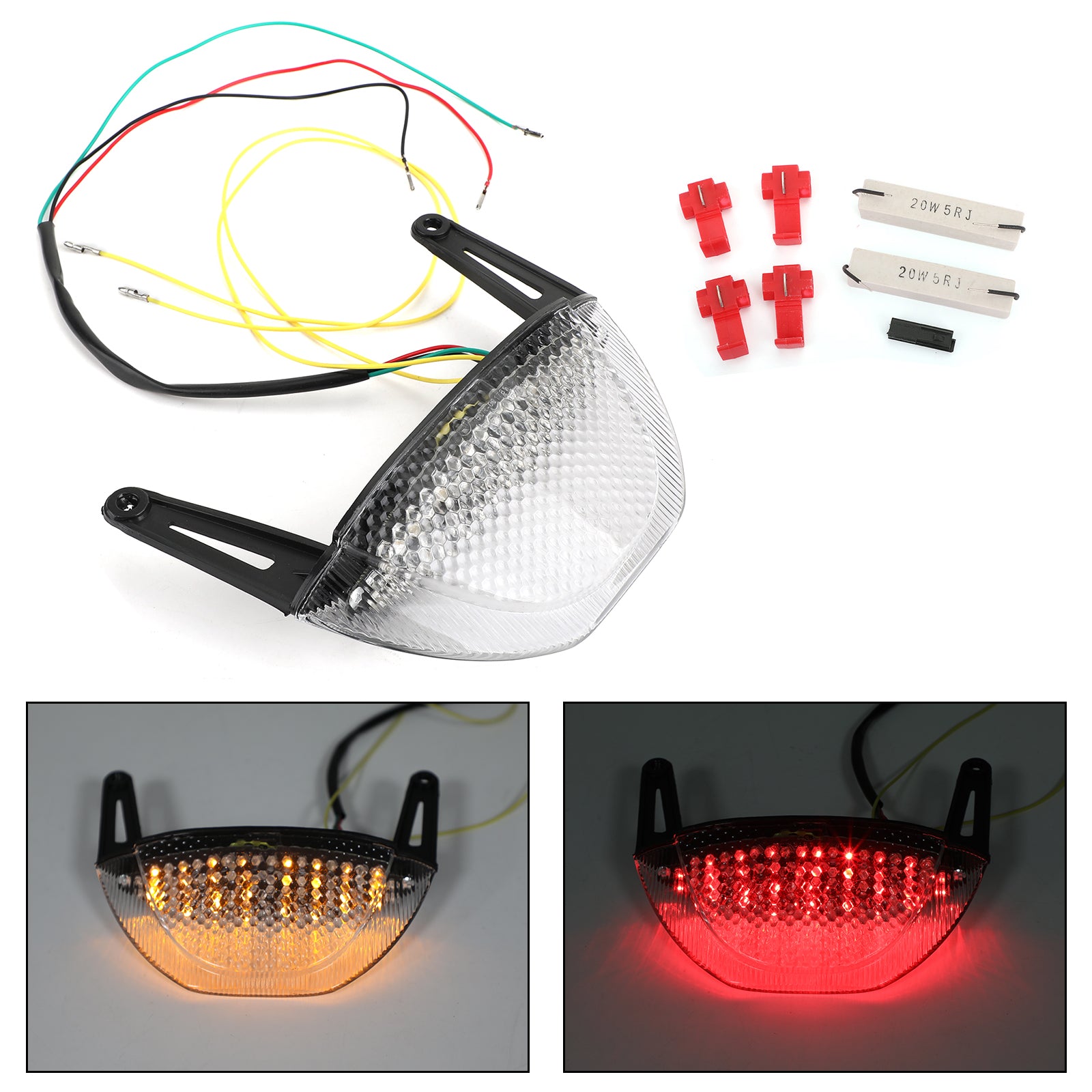 07-12 Honda CBR 600RR Motorcycle Rear Brake Turn Signals Taillight Red